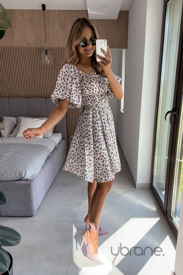 SUKIENKA PERFECT DRESS BIAŁA W KWIATY 4