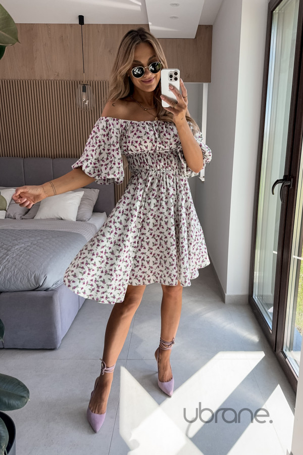 SUKIENKA PERFECT DRESS BIAŁA W KWIATY 8