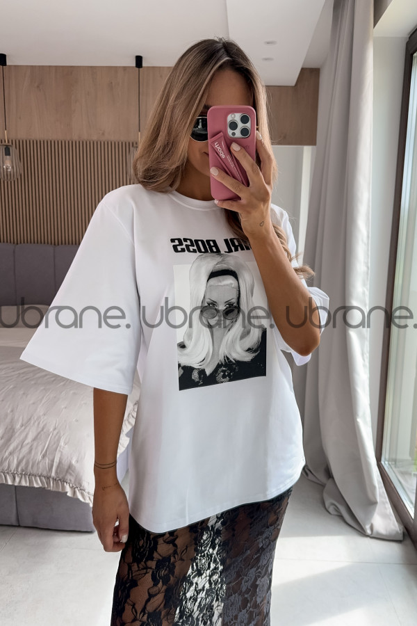 T-SHIRT OVERSIZE GIRL BOSS BIAŁY 8