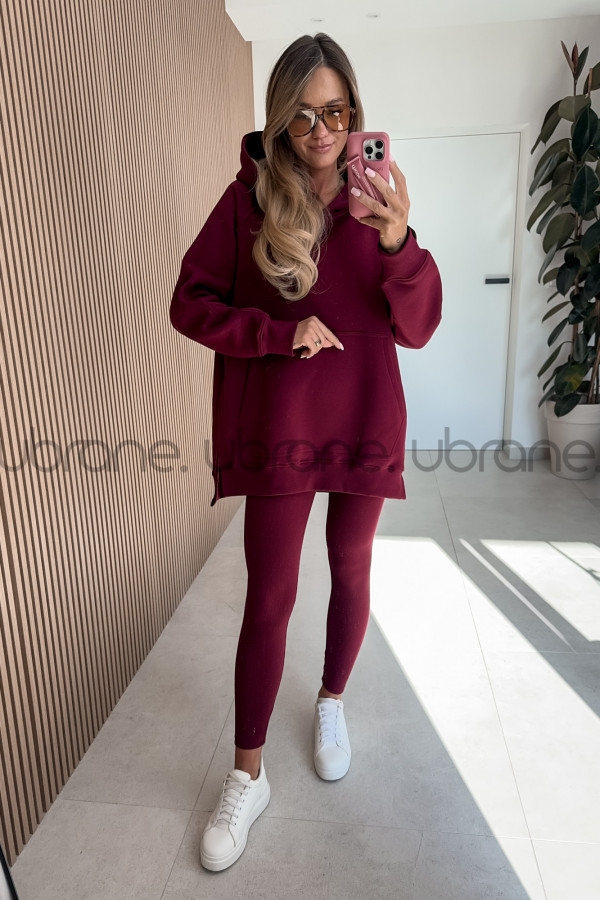 BLUZA LANA DŁUŻSZA Z KAPTUREM BORDO 3