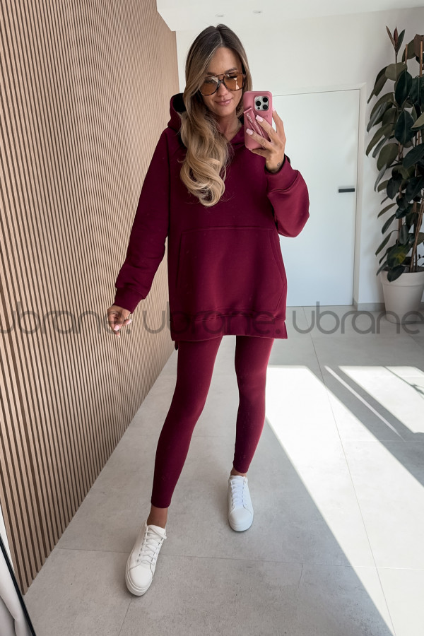 BLUZA LANA DŁUŻSZA Z KAPTUREM BORDO 4