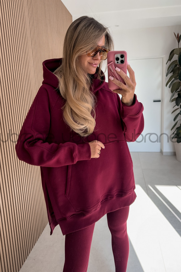 BLUZA LANA DŁUŻSZA Z KAPTUREM BORDO 5