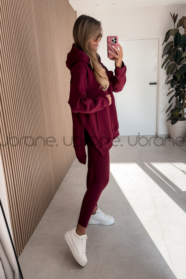 BLUZA LANA DŁUŻSZA Z KAPTUREM BORDO 6