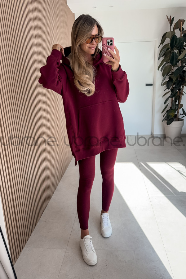 BLUZA LANA DŁUŻSZA Z KAPTUREM BORDO 7