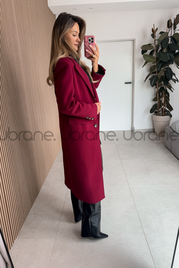 BAWEŁNIANY PŁASZC FASHION BORDO 10