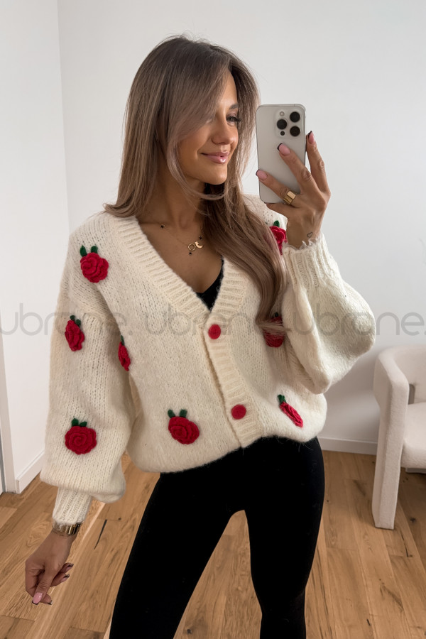 SWETER LILY W KWIATY ŚMIETANKA 5