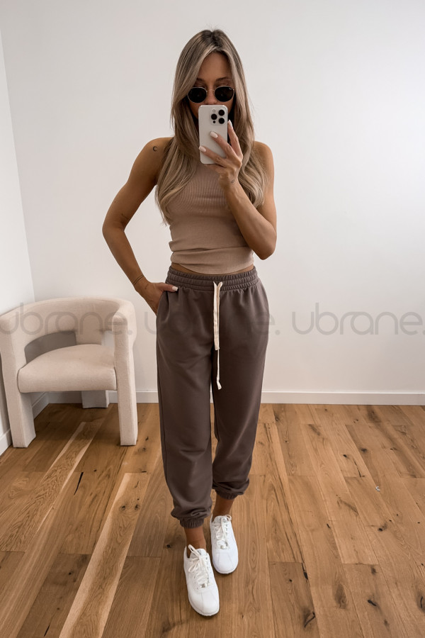 SPODNIE LINDA DRESOWE TYPU JOGGER MOCCA