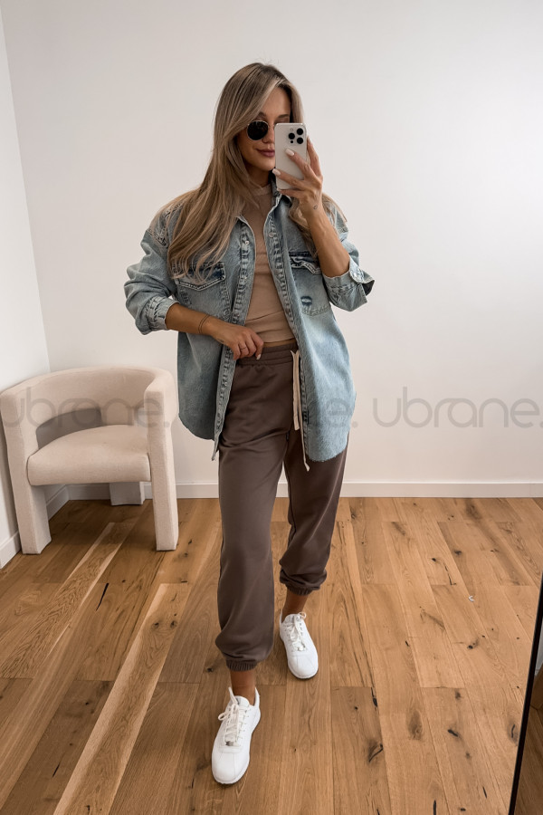 SPODNIE LINDA DRESOWE TYPU JOGGER MOCCA 1