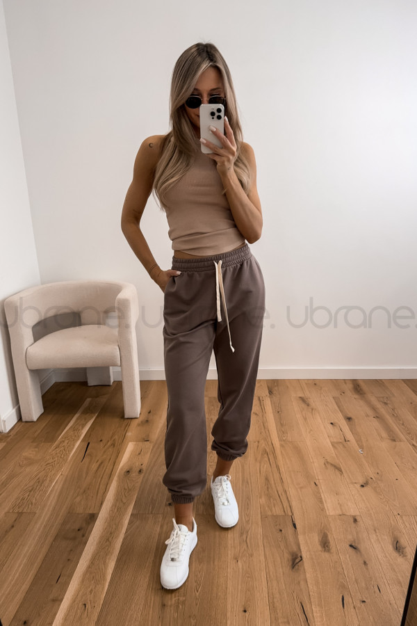 SPODNIE LINDA DRESOWE TYPU JOGGER MOCCA 3