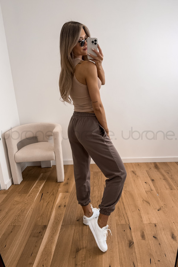 SPODNIE LINDA DRESOWE TYPU JOGGER MOCCA 5