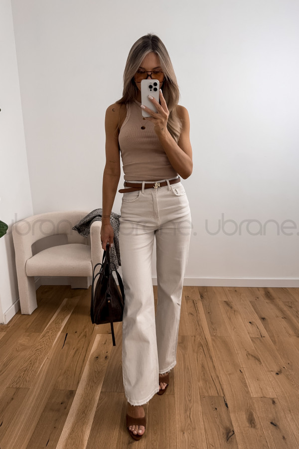 SPODNIE CALIFORNIA WIDE LEG JEANS - BEŻOWE 7