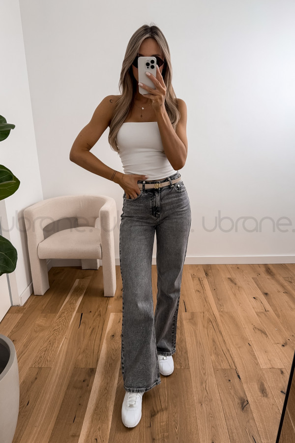 SPODNIE MANILA JEANS WIDE LEG SZARE 8