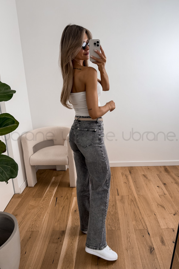 SPODNIE MANILA JEANS WIDE LEG SZARE 9