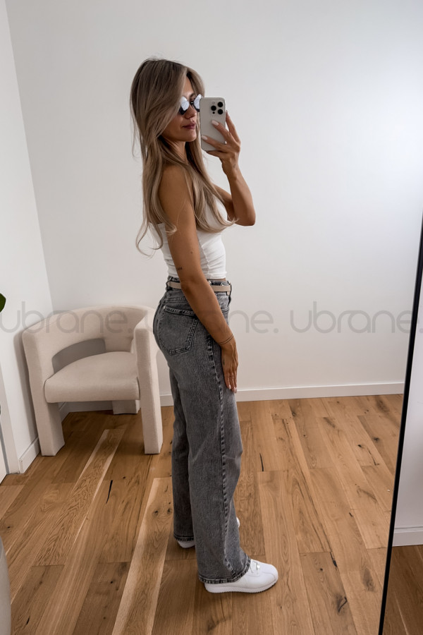 SPODNIE MANILA JEANS WIDE LEG SZARE 10