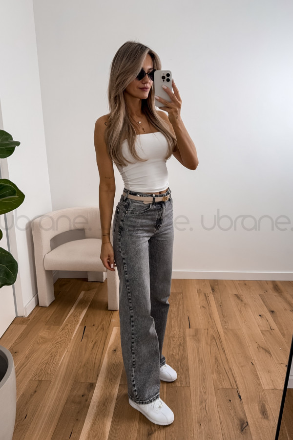 SPODNIE MANILA JEANS WIDE LEG SZARE 11